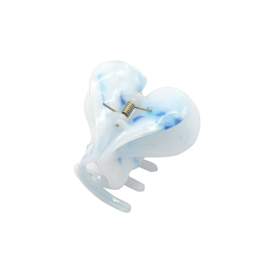 Matu sprādze sirds balta ar zilu, 6cm