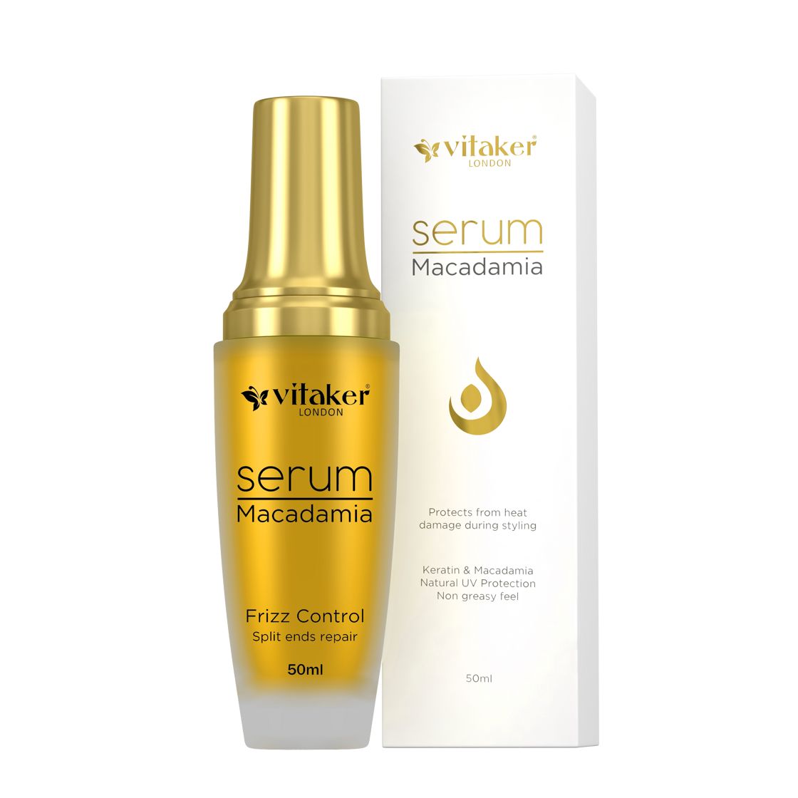 Vitaker Keratin and Macadamia - pūkas samazinošs un matu galu kopšanas serums