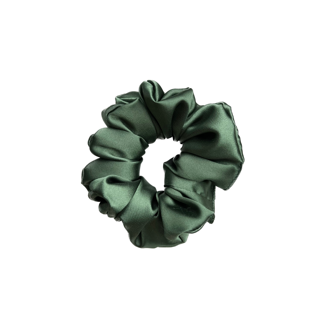 Hair tie dark green, satin