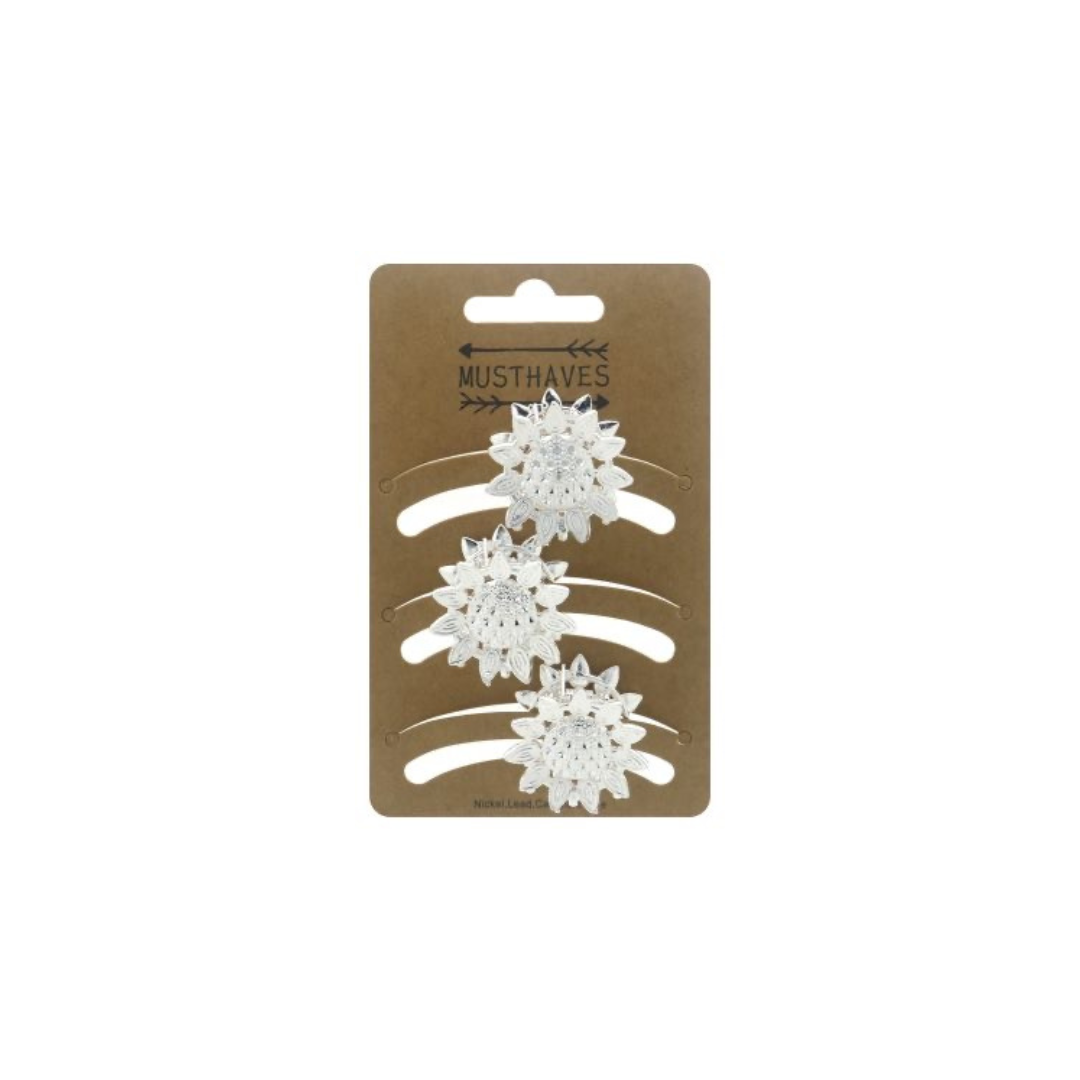 Matu sprādzes sudraba ziedi, 3gb