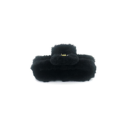 Fluffy hair clip, fluffy black, 12.5cm